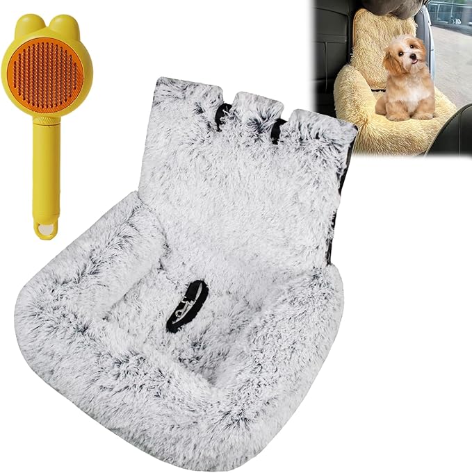 Car Seat, Dog Bed for Car with Removable Cushion, Dog Cars Bed with Thick Cushion, Waterproof, Easy to Clean & Install in All Vehicles for Large Small Dogs (Light Gray,23.6 * 23.6in)