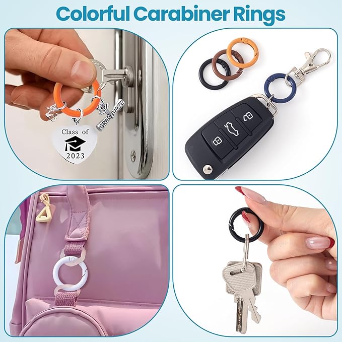 Spring O Rings,Round Spring Snap Keyring, Metal Carabiner Clips for Keychain Handbag Purse Dog