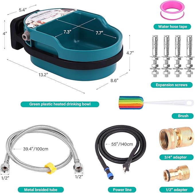 Automatic Heated Dog Water Bowl Outdoor Large Breed Heated Water Bowl for Cats Dogs with Chew-Resistant Cord Auto Fill Wall Mounted Pet Thermal Heated Water Bowl Dog Water Dispenser