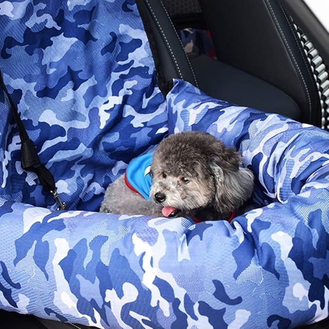 Dog Car Seat Pet Puppy Booster Seat Dog Travel Car Carrier Bed with Clip-On Safety Leash, Non-Slip Dog Safety Car Seat for Small and Medium Pets, Compatible with All Cars/Suvs