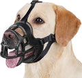 BARKLESS Dog Muzzle to Prevent Biting, Scavenging, Basket Muzzle for Large Medium Sized Dogs, Soft & Lightweight & Sturdy Mouth Cover with Removable Collar Loop for Training, Walking (Black, 4)