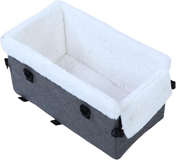 Dog Car Seat, Portable Soft Pet Car Travel Home Bed, Comfortable Pet Carrier for Cars Trucks SUVs (Gray)