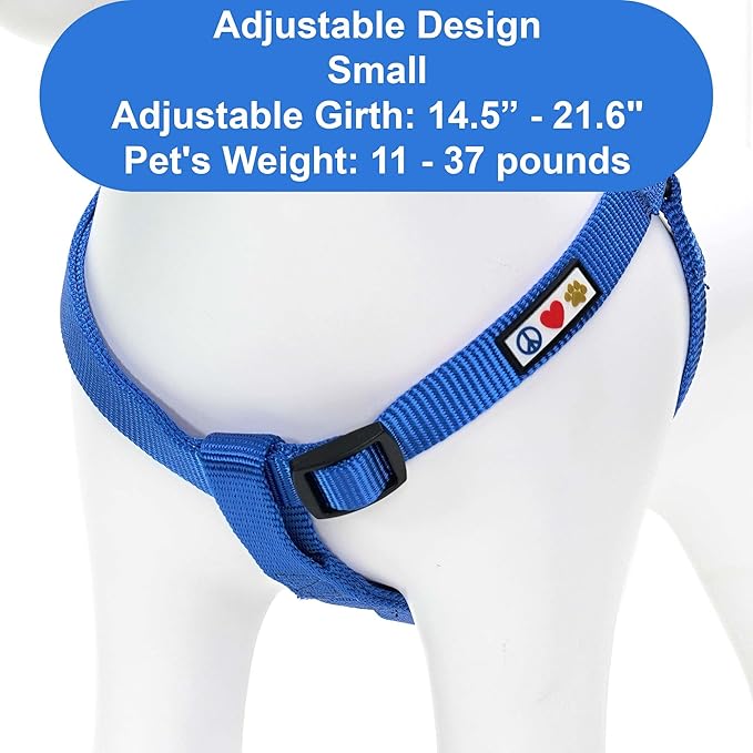Pawtitas Personalized Dog & Puppy Harness Small Blue Custom ID Tag Adjustable No Pull Vest