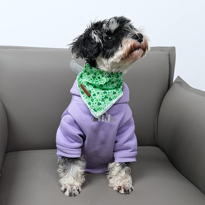 St. Patrick's Dog Bandanas, Shamrock Triangle Bid Scarf for Medium Large Girl Boy Dogs, Spring Cotton Puppy Kerchief, Green Dog Bandana