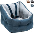 ETIAL Dog Booster Car Seat Medium Sized Dog, Anti-Slip Dog Travel Carrier Bed with Chunky seat and Clip-on Dog Safety Leash, Detachable Washable, Warm Soft Elevated Pet Car Seat Under 30lbs (Blue)