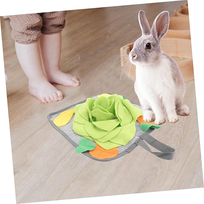 Rabbit Training Mat Pet Feeding Pad Bunny Snuffle Toy Made of Polar Fleece Aid