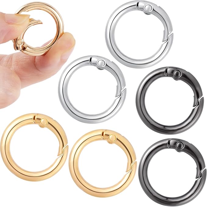 Spring O Rings,Round Spring Snap Keyring, Metal Carabiner Clips for Keychain Handbag Purse Dog