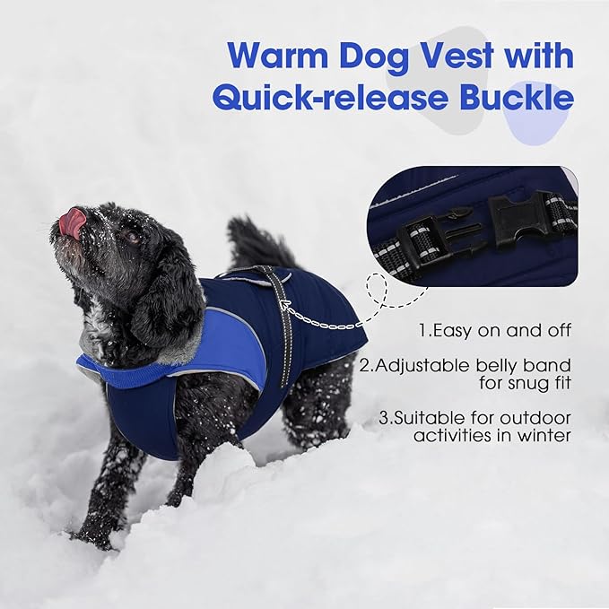 Nanaki Large Dog Coat Rainproof-Warm Giant Breed Dog Jacket With Leash Hole, Fleece Lining Reflective Great Dane Winter Coat Doberman Jacket For Cold Weather Outdoor Walking Hunting, Camping, Blue 3XL