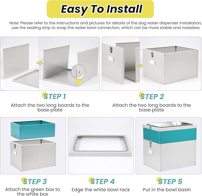 11L Automatic Dog Water Dispenser for Large Dogs Stainless Steel Bowl and Dog Food Storage Container (11L)