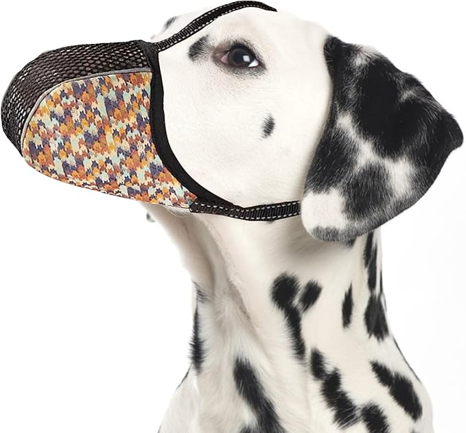 Dog Muzzle for Large Dogs to Prevent Biting Chewing Barking Soft Air Mesh Muzzles Reflective Ajustable Full Coverage Dog Mouth Guard Cover for Grooming Scavenging Orange L