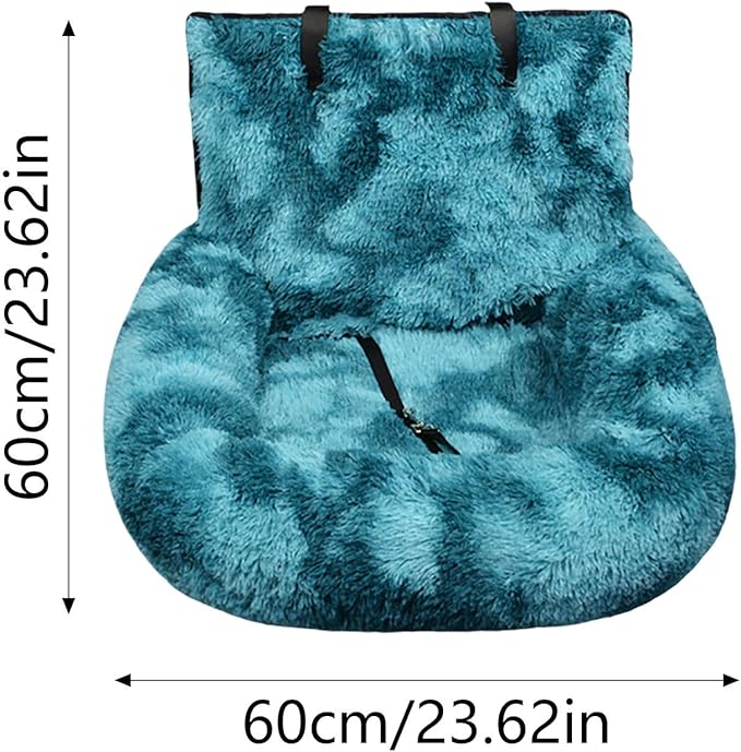 Dog Car Seat Bed, Fluffy Pet Travel Seat, Removable Washable Cushion, Non-Slip Bottom, Protects Car from Dirt/Scratches, Suitable for Small, Medium Dogs/Cats & All Vehicles (Blue)