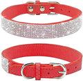 Rhinestone Dog Collar, Cute Dazzling Sparkling Soft Suede Leather Dog Cat Rhinestone Collar Crystal Diamond Pet Dog Puppy Collar(Red,S)
