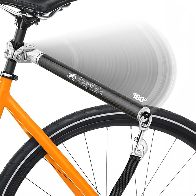 V2.0-180° Rotating Dog Bike Leash - with Shock Absorbers and Quick Attach Mechanism | Carbon Fiber | Detachable, Adjustable for The Smoothest Ride- Patent Pending (Black)