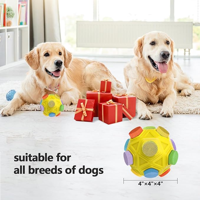 Snuffle Ball for Dogs - Sniffle Dog Treat Ball, Mental Stimulating Dog Toys, Treat Snuffle Ball, Dog Snuffle Toy for Small, Medium and Large Dogs (Yellow)