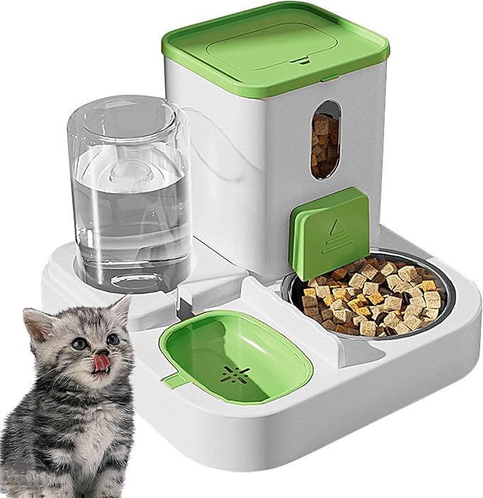 Pet Feeder and Water Dispenser Set – Automatic Dry Food Station with Electric Fountain | duals Bowl System for Cats Dogs Home Dorm Travel Hotel School Feeding Hydration Convenience
