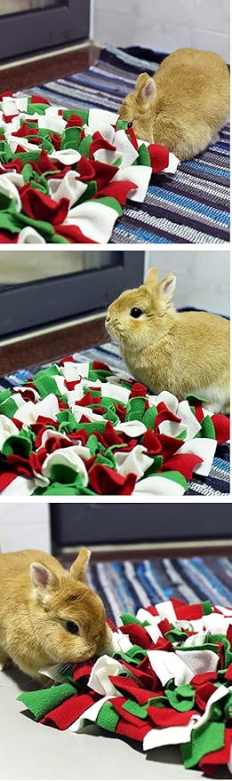 Mini Square Snuffle Mat for Small Pets, Interactive Nose Work Toy for Rabbits Hamsters Dogs, Fun Foraging Pad for Boredom Relief and Energy Release (A07)