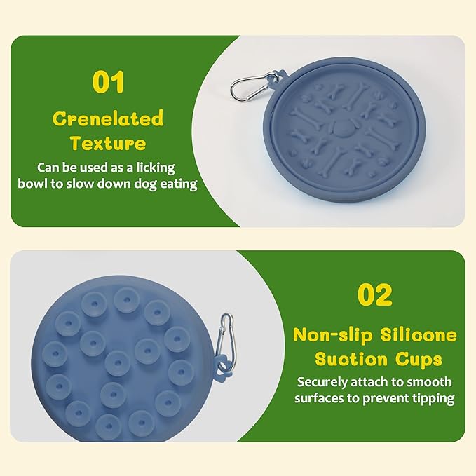 Collapsible Dog Bowl for Travel Outdoor Portable Silicone Pet Bowl with Carabiner Clip