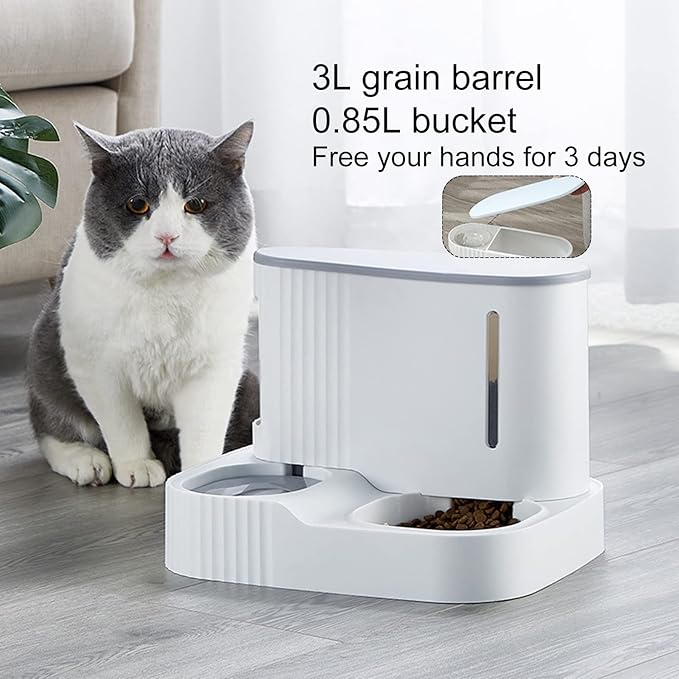 Dog Food Feeder Detachable Feed Lightweight Pet Dog Cat Food Water Container Feeding Double Bowl Daily Life Grey