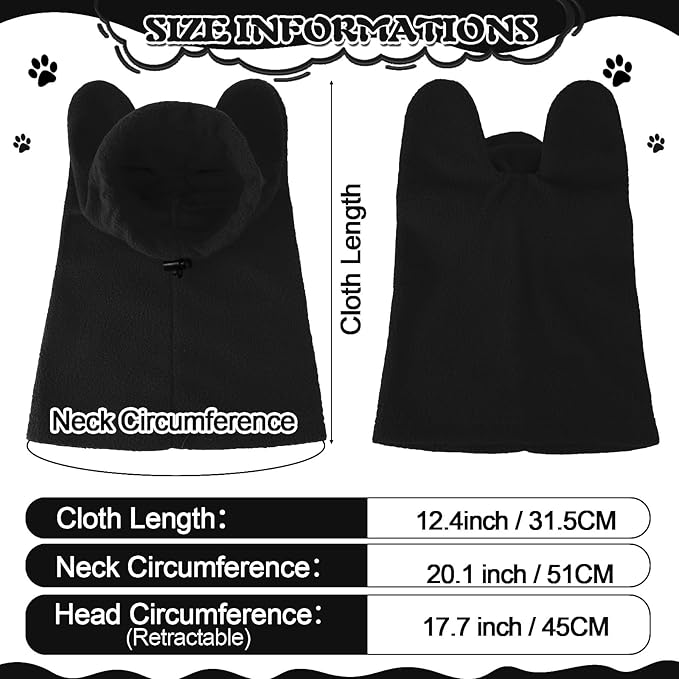 Winter Dog Hats Quiet Ears for Dogs Ear Muffs Pet Neck Warmer Scarf Hoodie Noise Protection Cover Beanie Head Wrap Costume for Pet Dog Cats(Black,L)