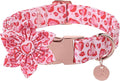Valentine Dog Collar with Flower, Heart Flower Collar for Puppy Girl Boy Dog or Cat, Comfortable Dog Collar Flower with Durable Metal Buckle, Cute Pet Collar, M, Neck 13.5-22in
