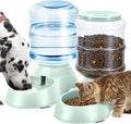 2 Pack Automatic Cat Feeder and Water Dispenser in Set Gravity Food Feeder and Waterer Pet Food Bowl for Small Medium Dog Pets Puppy Kitten Big Capacity 1 Gallon x 2 (2 Pack Green)