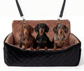 Dog Car Seat for Medium Large Dogs, Washable Pet Booster Bed with 2 Safety Leashes,4” Thick Plush Cushion for Backseat, Anti-Slip Base for SUV Sedan Truck Travel, Black+Dark Brown