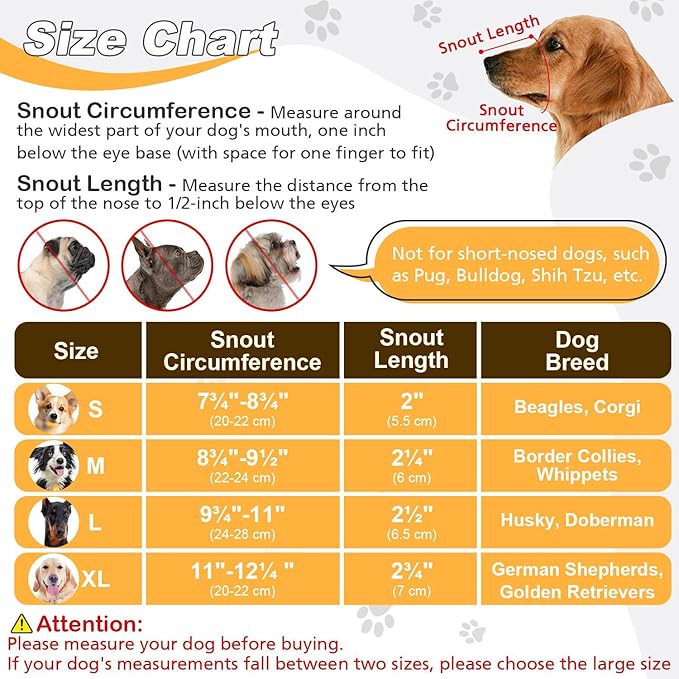 Durable Dog Muzzle for Small, Medium & Large Dogs，Soft & Breathable Air Mesh，Adjustable No-Bite Muzzle for Barking & Chewing，Open-Nose Design for Easy Breathing & Outdoor Comfort-Extra Large