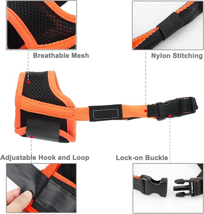 LUCKYPAW Dog Muzzle Anti Biting Barking and Chewing with Comfortable Mesh Soft Fabric and Adjustable Strap, Suitable for Small, Medium and Large Dogs(Orange,L)