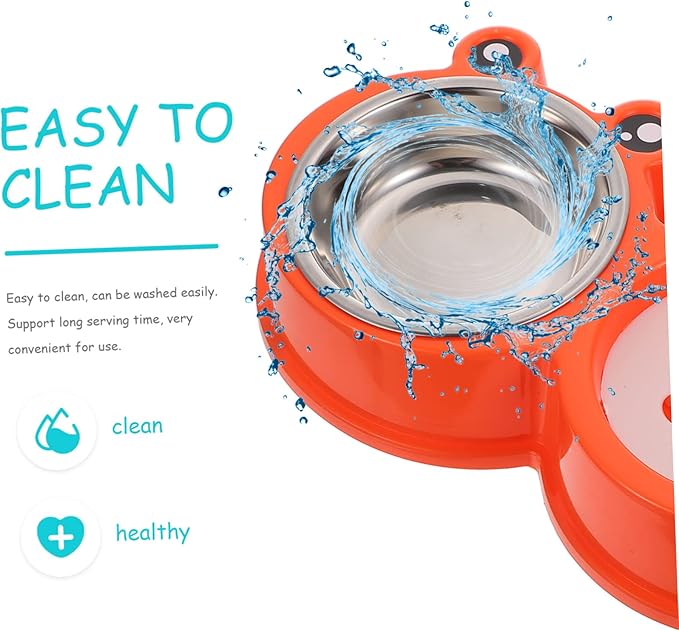 1pc Automatic Cat Water Dispenser and Food Bowl Non-Slip Pet Feeder for Dogs and Cats Easy to Clean Made from Food-Grade Material Orange