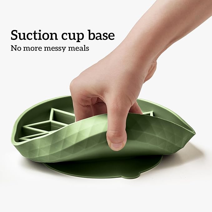 OHMO Slow Feeder Dog Bowls(Camo Green, 7.3") for Medium Small Large Breeds,Non-Slip Slow Feeder Cat Bowl with Suction Cup, Durable Food-Grade Silicone, Anti-Chocking and Anti-Bloat