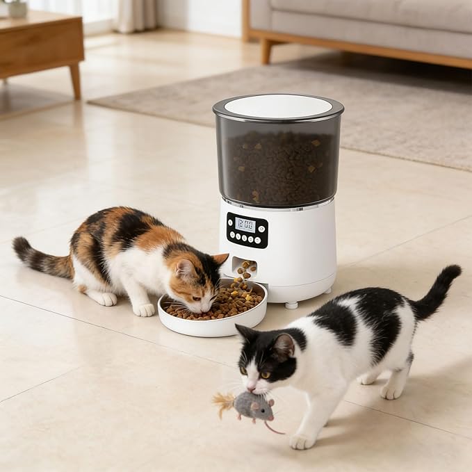 Quiet USB Powered 4L Dog Feeder Button Version Control for Automatic Timed Feeding Large Capacity for Busy Owners USB Feeder