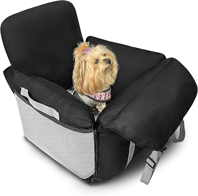 ALVOD Dog Car Seat for Small Dogs - Puppy Dog Booster Car Seat with Storage Pockets, Waterproof & Thickened Memory Foam Filling Up to 25lbs