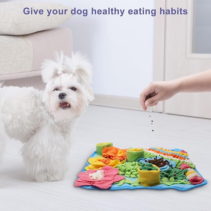JXTZ Snuffle Mat for Dogs, Interactive Snuffle Mat, 15.4 x15.4 inches for Small & Medium Pets, Pet Treats Feeding Mat for Boredom Relief, Slow Feeder, Felt Wool Feeding Mat, Puzzle Toy for Dogs, Cats