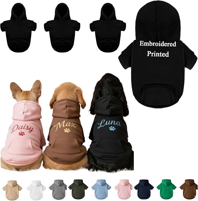 Personalized Dog Hoodie with Name, or Embroidered Puppy Sweater, Warm Winter Pet Sweatshirt, Cute Outfit for Small Dogs, Gift for Dog Lovers 5