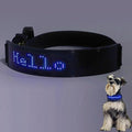 LED Dog Collar, Smart DIY Screen, Dog Tags Personalized Rechargeable Light Up Dog Collar in The Dark Pet Necklace for Night Walking, APP Controlled(Blue Green and Red)