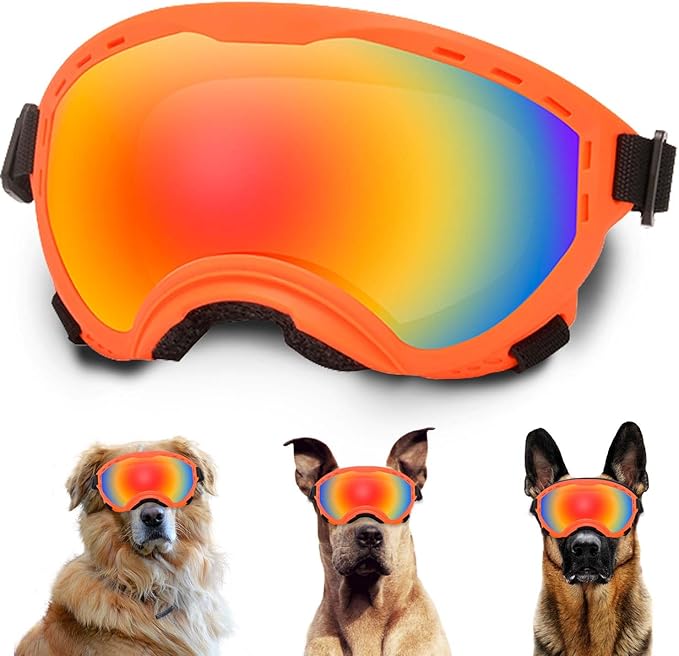 Dog Sunglasses with Adjustable Strap, UV Protection, Winproof Puppy Sunglasses, Suitable for Dogs Eyes Protection,Soft Dogs Goggles
