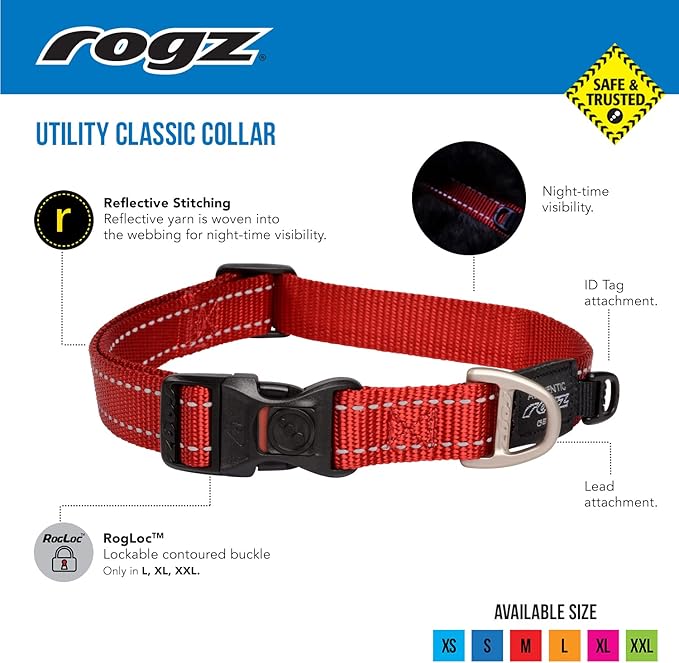 Rogz Utility Small 3/8-Inch Reflective Nitelife Dog Collar, Purple