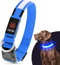 LED Dog Collar, USB Rechargeable Light Up Dog Collars, Adjustable Glow Collars for Dogs,Reusable Safety Dog Collar for Small, Medium, Large Dogs (Blue, Large)