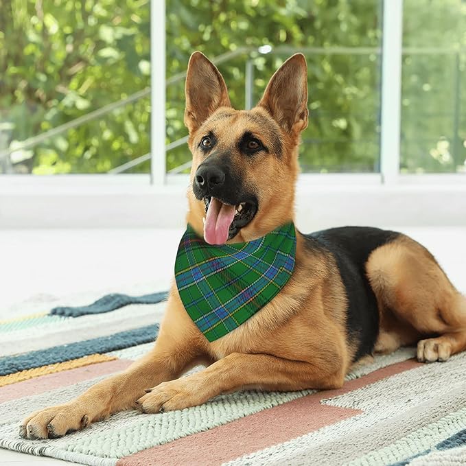Scots Style Tartan Plaid Teal Dog Bandana Scarf Triangle Bibs Pet Accessories Cat Kerchief