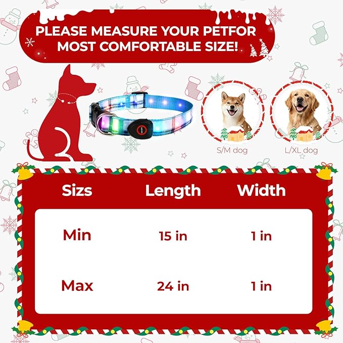 Light Up Dog Collar, LED Dog Collar Glow in The Dark - USBC Rechargeable, 3 Flashing Modes Adjustable Glow Collar, Safety Fashionable Cute Dog Light Up Collars for Medium Large Dogs White