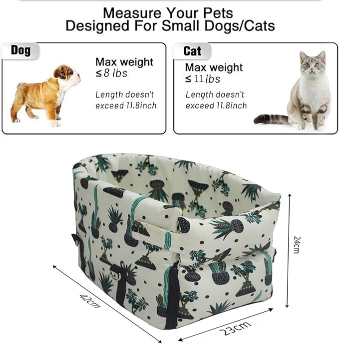 Dog Car Seats for Small Dogs Dog Booster Seat Pet Car Armrest Seat Middle Console Dog Car Seat Center Console Doggie Seat Dog Cat Travel Front Carseats Carrier Bag,Fits Car, Home, Travel