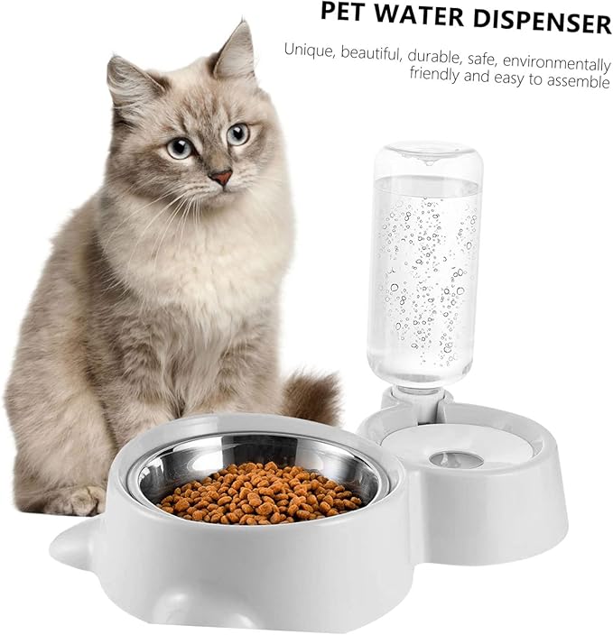 Angoily Automatic Pet Feeder Dual Bowls and Water Dispenser Leak Design for Pets Easy to Use Healthy Feeding for Dogs and Cats