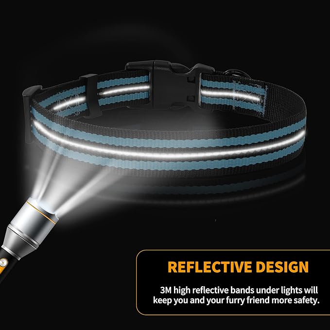 Mile High Life Reflective Dog Collar | Nylon Pet Collars wiith Buckle | Light Weight Puppy Collars | Light Blue Dog Collars for Small Dogs (Light Blue, X-S)