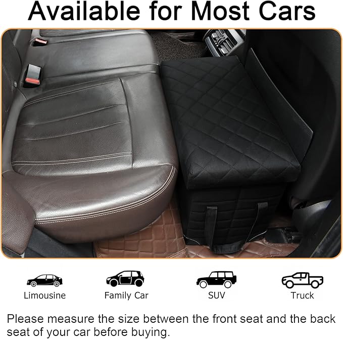 GJEASE Car Back Seat Extender for Large Dogs up to 200lbs,Dog Car Back & Front Seat Extender with Storage,Pets Can to Have The Whole Front/Back Seat to Stretch Out and Nap On Trips