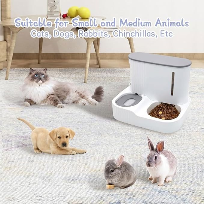 Pet Feeder Automatic 2-in-1 Pet Feeder Fully Enclosed Drinking and Feeding Machine Three Colors Optional Suitable Compatible with Cats and Dogs Pets Supplies(Blue)