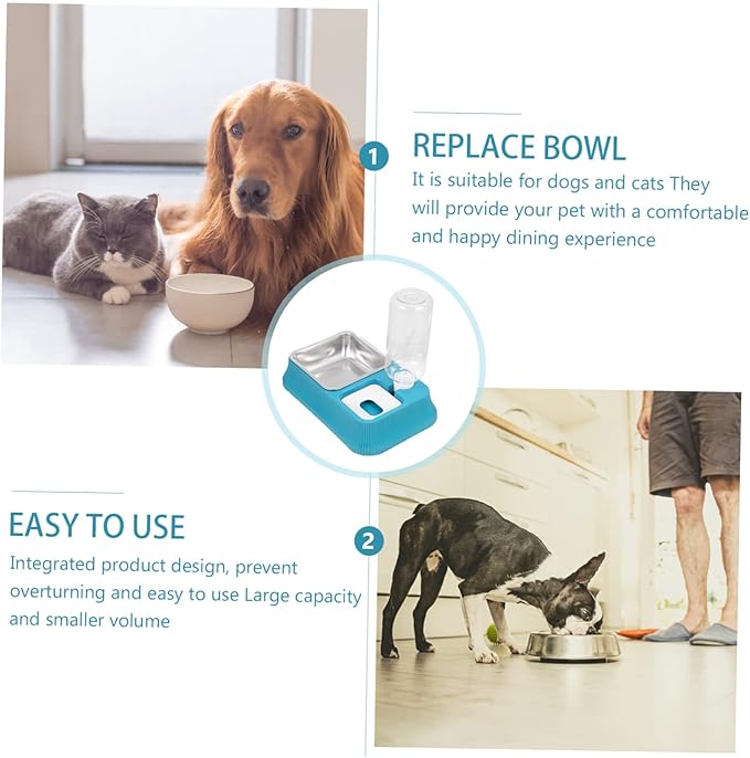 Automatic Pet Water Dispenser with Skid Base Dual Food and Water Bowl for Dogs and Cats Convenient Smooth Design for Home and Pet Stores
