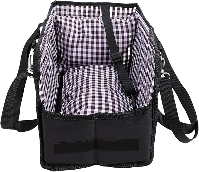 Console Dog Car Seat Non Slip Portable Center Console Dog Safety Car Seat Booster for Travel (Black)