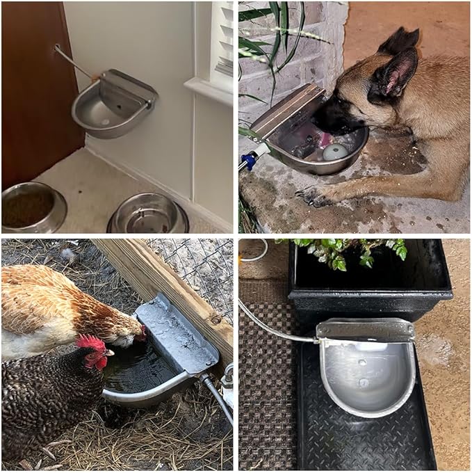 YUEWO Automatic Drinking Fountain for Dogs 304 Stainless Steel Float Type Livestock Automatic Drinking Water Equipment