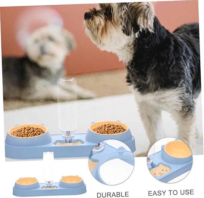 Automatic Cat Dog Feeder Double-Bowl Pet Feeder Cat Food Dispenser Water Container