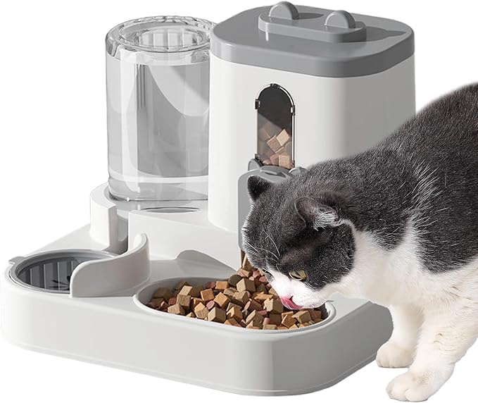 Auto Dog Feeder - 2-in-1 Automatic Food Dispenser for Cats and Dogs, Large Pet Bowl for Treats and Meals, Suitable for Kittens, Small Medium Dogs, Indoor Home Feeding, Convenient Pet Supplies